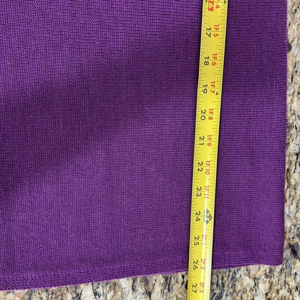 Eileen Fisher Wool Short Sleeve Round Neck Sweater In Purple Size S
